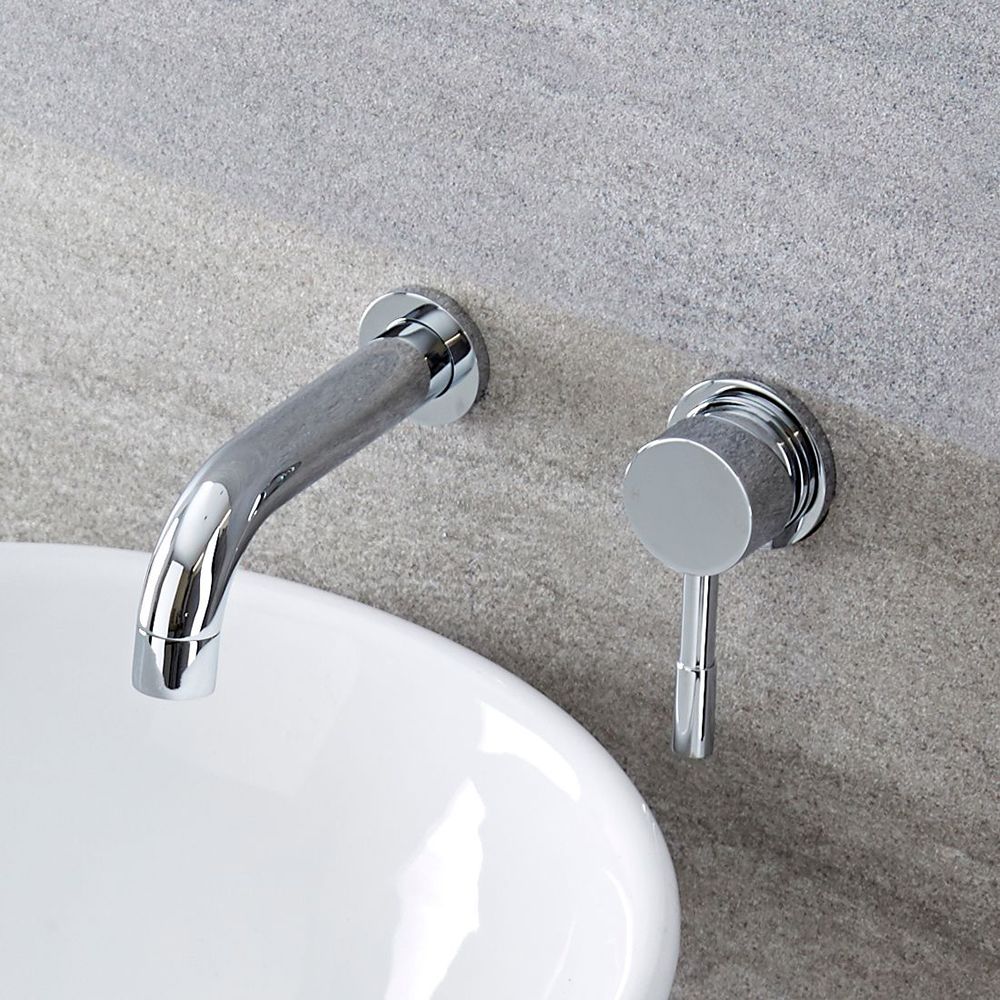 Grifo Mezclador Mural Moderno Redondo para Lavabo Disponible en Distintos Acabados