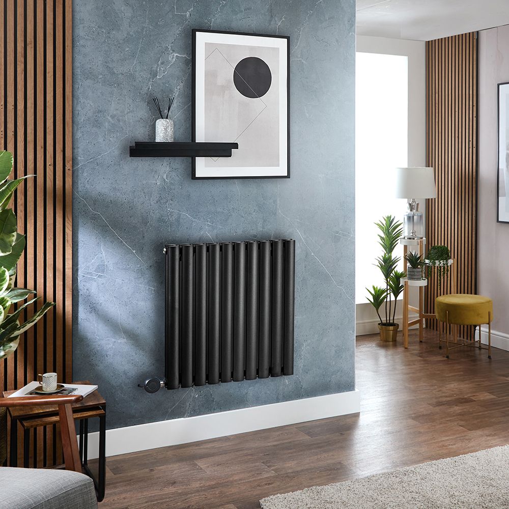 Radiador de Diseno Electrico Horizontal Negro Mate Disponible en Distintas Medidas y Termostato Wi Fi Opcion