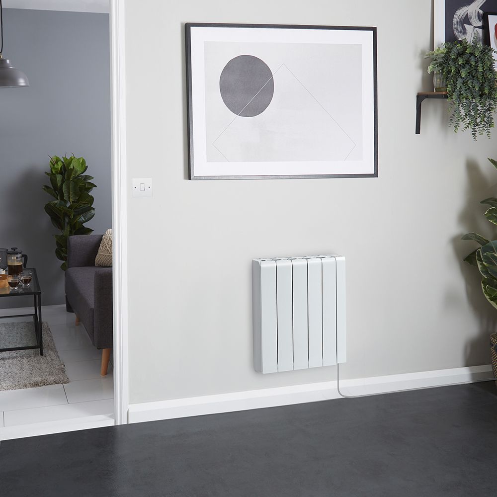 Radiador de Inercia Electrico con Placa Ceramica Interna 1500W de 570mm x 534mm Blanco con Cable