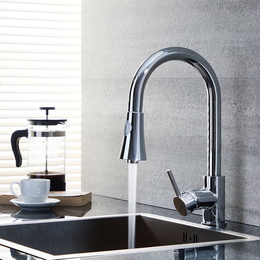 Grifo Mezclador de Cocina Moderno con Ducha de mano Extraible Cromado Como