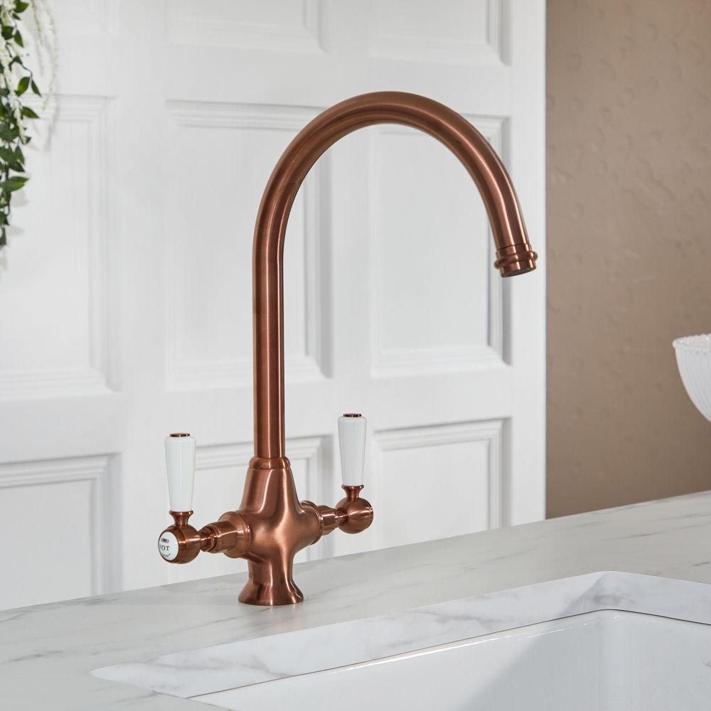 Grifo Mezclador Tradicional para Fregadero de Cocina Cobre Satinado Elizabeth
