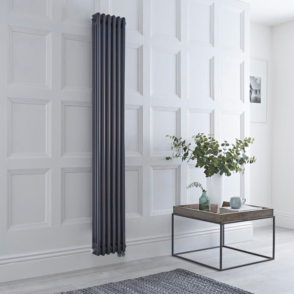 Radiador Electrico Tradicional Antracita Vertical Columnas Triples 1800mm Disponible en una Seleccion de Tamanos y con