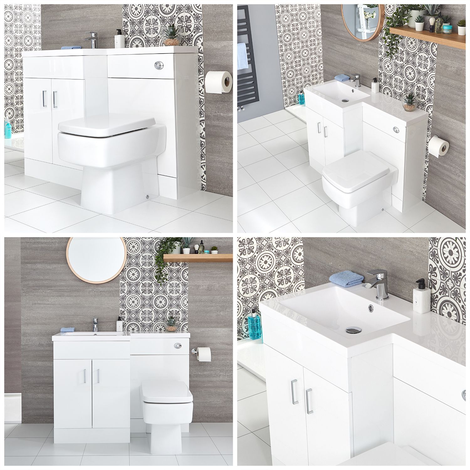 Conjunto de Baño Moderno Color Blanco Completo con Mueble de Lavabo en
