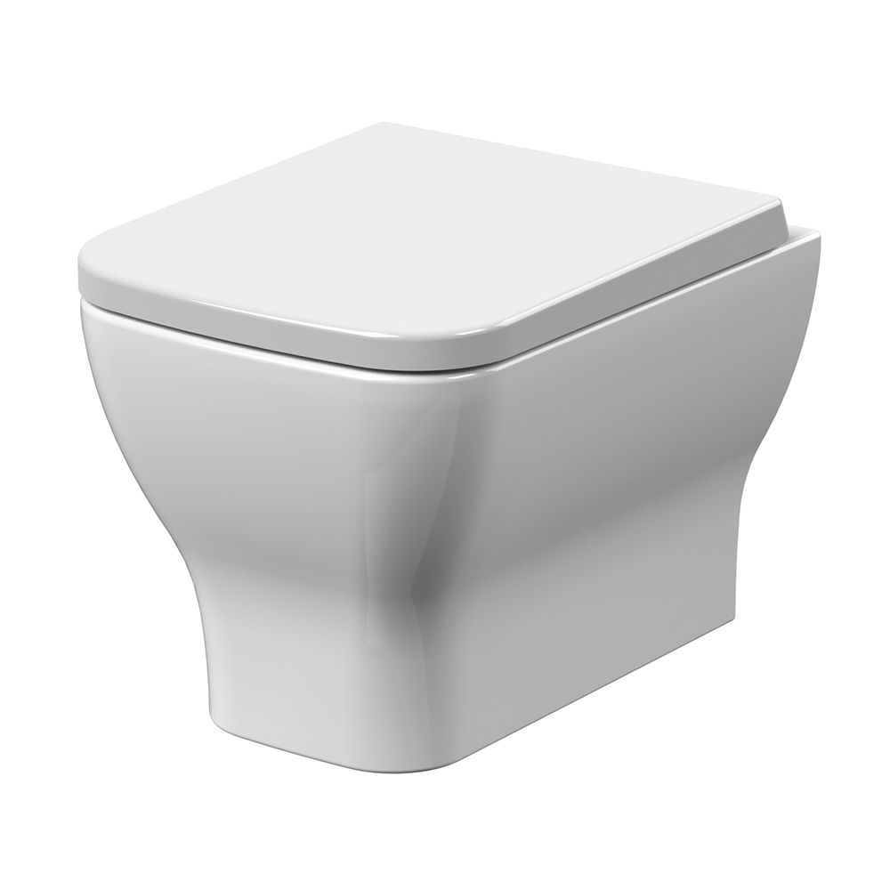 Inodoro WC Cuadrado Moderno Suspendido 310x360x560mm y Tapa con Cierre  Amortiguado - Halwell