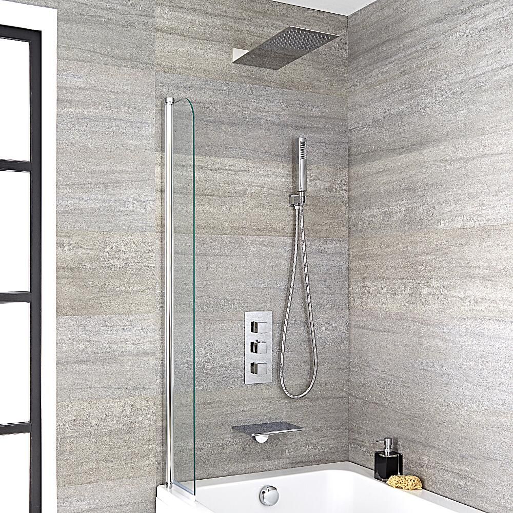 Juego de grifo de ducha termostático, sistema de ducha para bañera,  mezclador de ducha de lluvia ABS con 3 funciones de ducha de mano