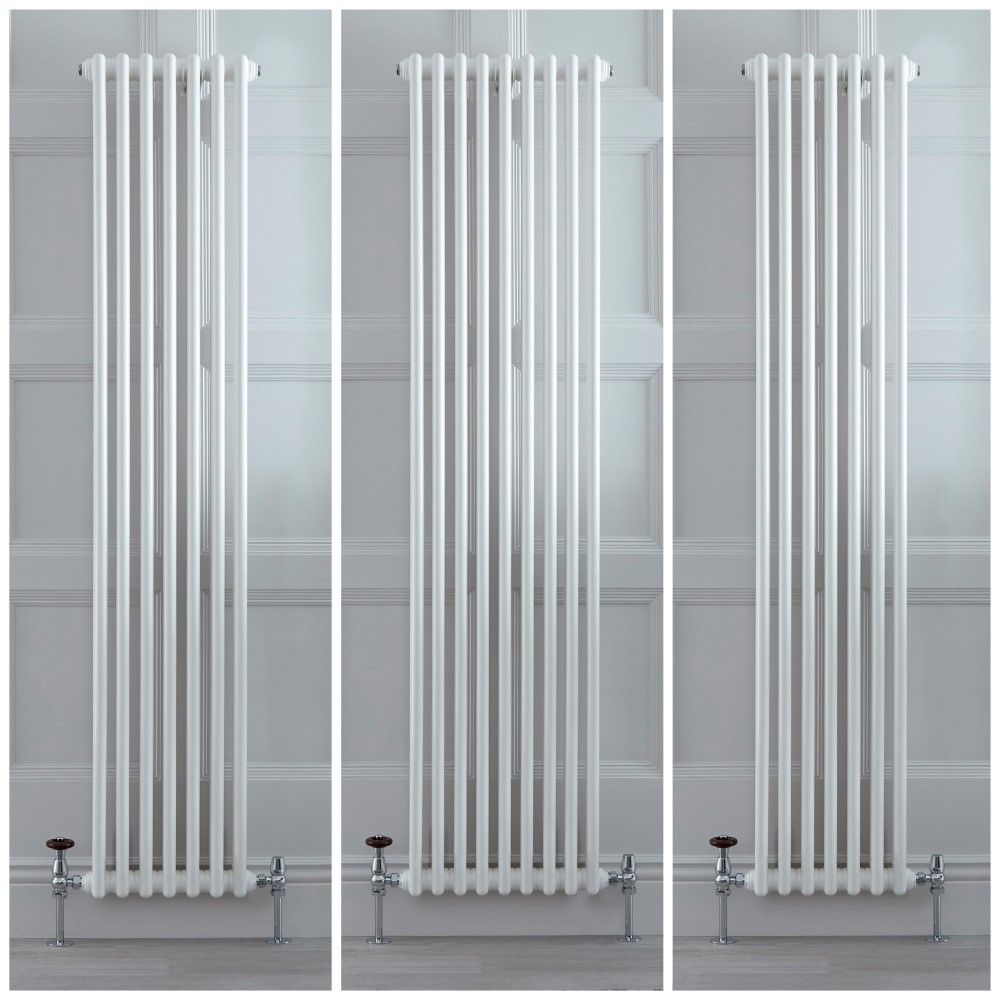 Radiador Tradicional en Estilo Hierro Fundido Vertical Blanco con Columnas Dobles - Disponible en Distintas Stelrad Regal por Hudson