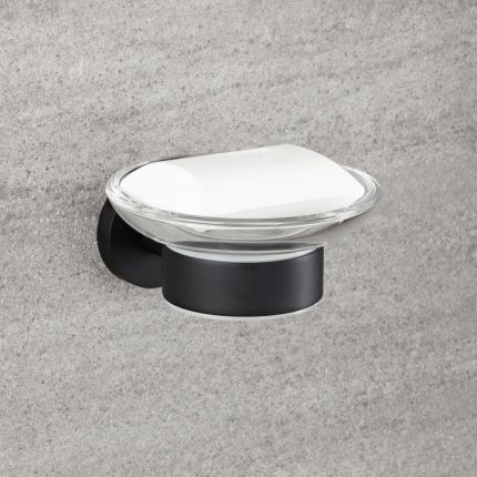 Jabonera con Soporte Mural de Color Negro con Acabado Opaco - Nox