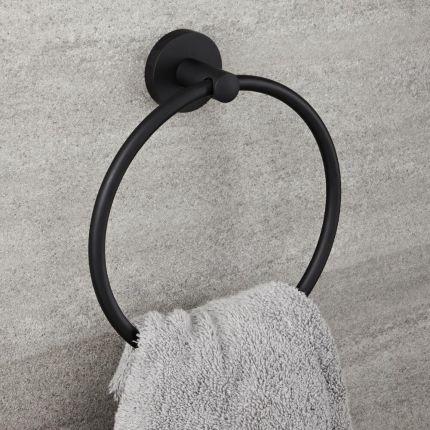 Toallero de Pared en Aro de Color Negro con Acabado Opaco - Nox