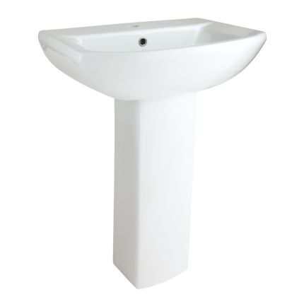 Lavabo con Pedestal Moderno de 600mm - (1 Agujero para la Grifería) - Halwell
