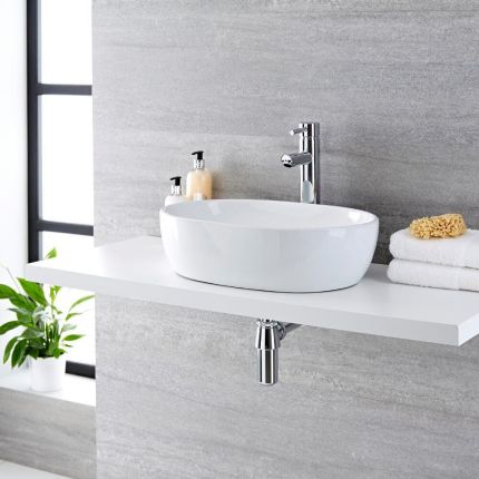 Lavabo Sobre Encimera Oval de Cer&aacute;mica 480x350mm - Otterton