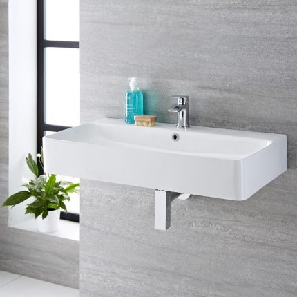 Lavabo Suspendido Rectangular de Cerámica 800x415mm - Exton