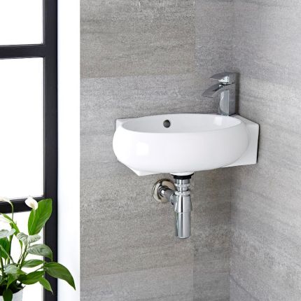 Lavabo Sobre Encimera Oval de Cerámica 400x280mm - Ashbury