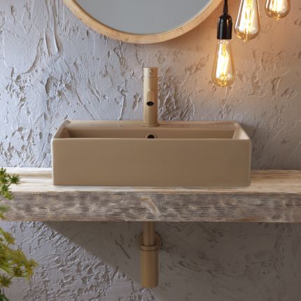 Lavabo Sobre Encimera Rectangular - 500mm x 350mm (1 Agujero para la Grifería) - Elements - Disponible en Distintos Acabados