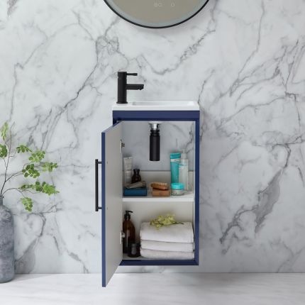 Mueble de Lavabo Mural Moderno - 400mm con Lavabo - Disponible con Distintas Manija y Acabados - Edge