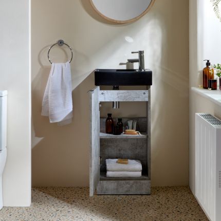 Mueble de Lavabo de Suelo - 400mm - Completo con Lavabo Disponible con Mueble y Lavabo en Distintos Acabados y Selección de Manijas - Cluo