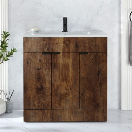 Mueble de Lavabo de Suelo de Suelo - 810mm Completo con Lavabo - Disponible con Distintas Manijas - Cluo