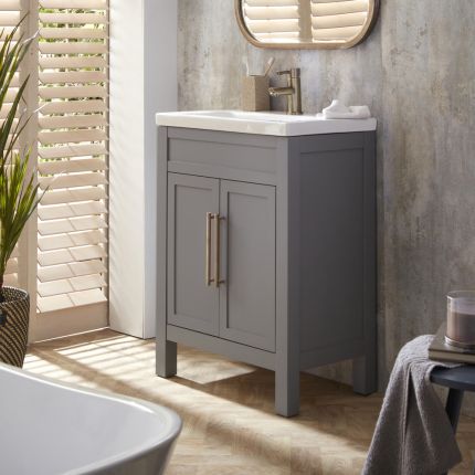 Mueble de Lavabo de 600mm con Lavabo Integrado - Disponible con Manijas en Distintos Estilos y Acabados - Warwick