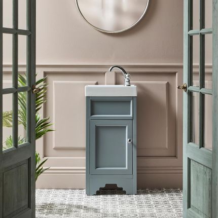 Mueble de Lavabo Tradicional - Color Negro Gris - 400mm - Completo con Lavabo con Selección de Acabados - Disponible con Manija en Distintos Diseños y Acabados - Thornton