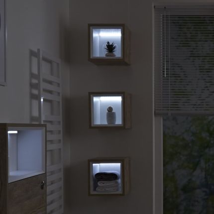 Mueble Suspendido Individual Moderno con Repisa Abierta - 300mm x 300mm - Disponible en Distintos Acabados y con Luz LED - Hoxton