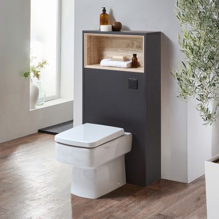 Mueble de WC de 600mm Completo con Inodoro Adosado Exton - Selección de Acabados y Luz LED - Hoxton