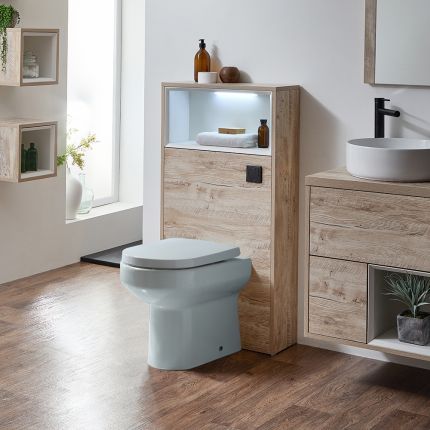 Mueble de WC de 600mm Completo con Inodoro Adosado Covelly - Selección de Acabados y Luz LED - Hoxton