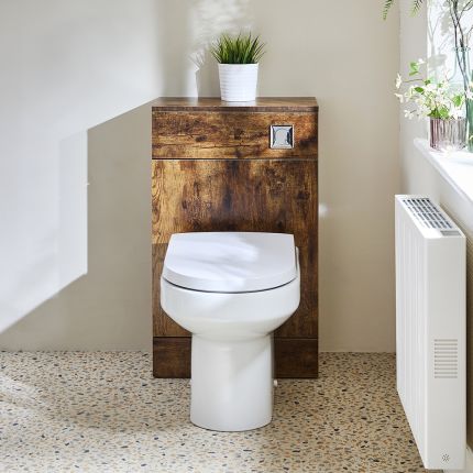 Mueble para WC - Moderno de 500mm Completo con Inodoro Covelly - Disponible en Distintos Acabados - Cluo