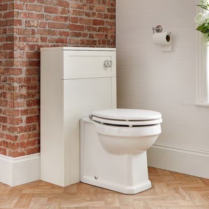 Mueble de WC Tradicional Color Blanco Antiguo de 500mm Completo Inodoro Adosado y Cisterna - Thornton