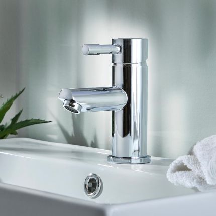 Grifo Mezclador Monoforo Moderno Redondo para Lavabo en Lat&oacute;n Cromado