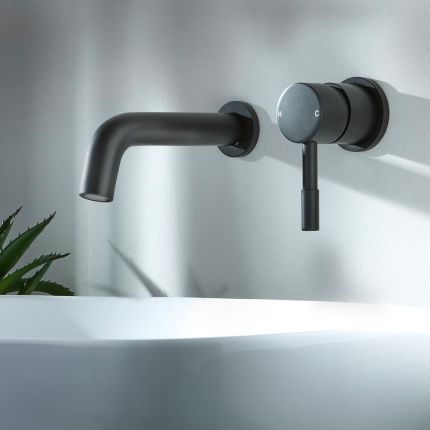 Grifo Mezclador Mural Negro para Lavabo - Nox
