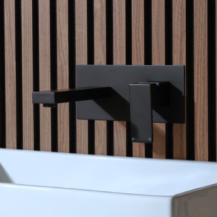 Grifo Mezclador de Lavabo Mural - Negro - Preto