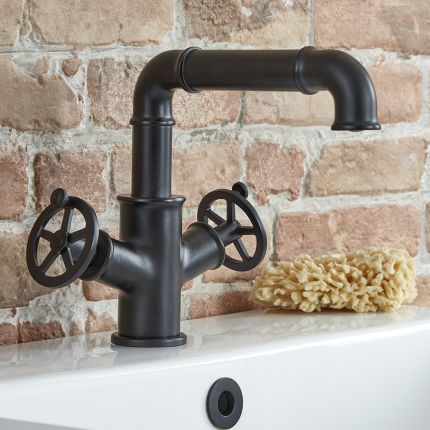 Mezclador Monoforo para Lavabo en Estilo Industrial - Negro - Zandra