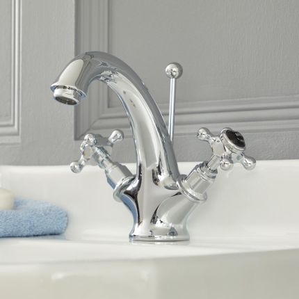 Hudson Reed Elizabeth - Hudson Reed Elizabeth - Grifo Mezclador de Lavabo Monoforo Tradicional - Cromado y Negro