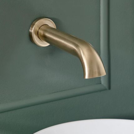 Caño Erogador para Lavabo Montaje Mural Tradicional - Oro Satinado - Elizabeth