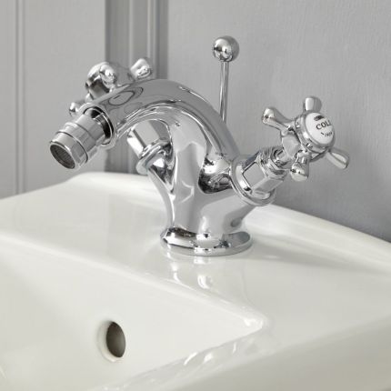Hudson Reed Elizabeth - Grifo Mezclador para Bidé Monoforo Tradicional con Manijas en Cruceta - Disponible en Distintos Acabados 