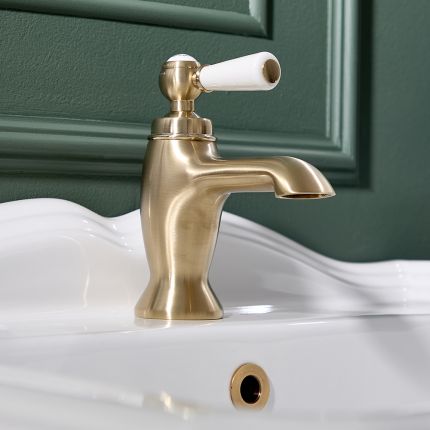 Hudson Reed Elizabeth -   Grifo Mezclador Tradicional para Lavabo con Manija a Palanca - Oro Satinado 