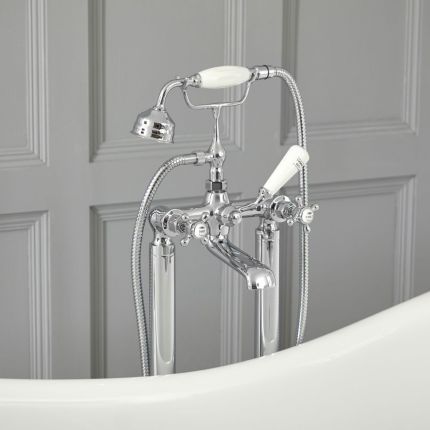 Hudson Reed Elizabeth - Mezclador de Bañera Autoportante Tradicional con Manijas en Cruceta - Disponible en Distintos Acabados 