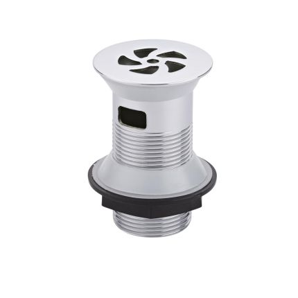 Válvula de Desagüe con Flujo Libre en Acero Cromado Para Lavabos con Rebosadero