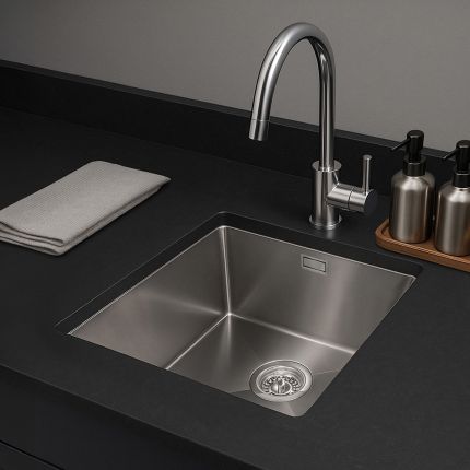 Harlyn Carbis - Fregadero de Cocina de Acero Inoxidable de 1 Seno
