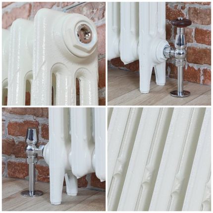 Radiador de Hierro Fundido de 3 Columnas - 760mm Tall - Blanco Porcelana - Disponible en Distintas Medidas - Mercury