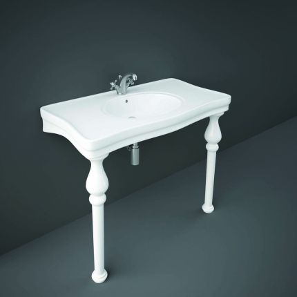 Lavabo Consola Tradicional Blanco Lúcido - 1082mm x 605mm - Selección de Número de Agujeros para la Grifería - RAK Washington x Hudson Reed