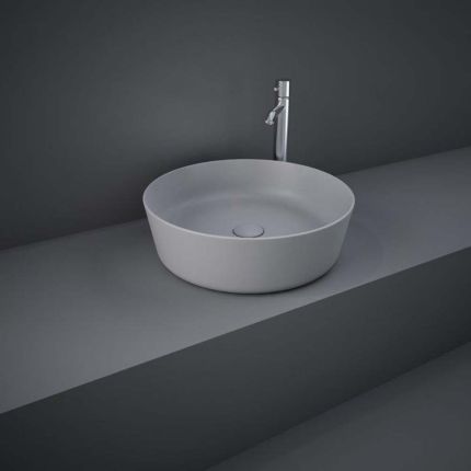 Lavabo Sobre Encimera Redondo Moderno Gris Opaco - 420mm (Sin Agujeros para la Grifería) - RAK Feeling x Hudson Reed