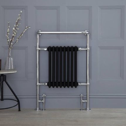 Radiador Toallero Tradicional - Negro - 960mm x 675mm (con Barra Toallero Superior) - Elizabeth