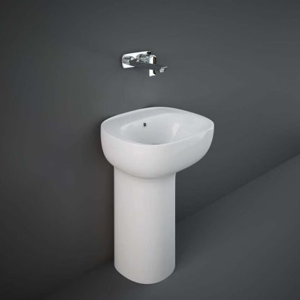 Lavabo Independiente Moderno Blanco Lúcido - 540mm x 440mm (Sin Agujeros para la Grifería) - RAK Ilusion x Hudson Reed