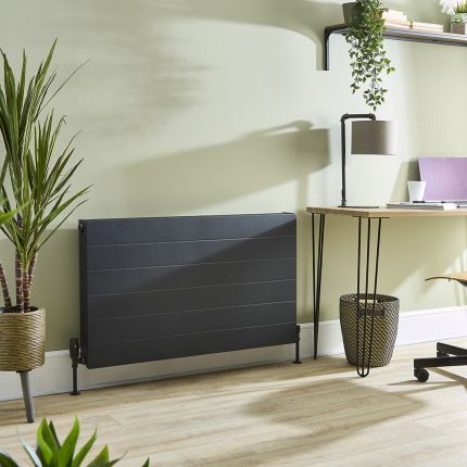 Radiador Convector Horizontal con Panel Plano Antracita de 600mm - Tipo 22 - Disponible en Distintas Medidas - Alora