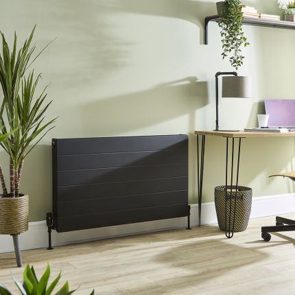 Radiador Convector Horizontal con Panel Plano Negro de 600mm - Tipo 22 - Disponible en Distintas Medidas - Alora