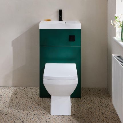 Conjunto de Baño Completo con Mueble de Lavabo y Mueble para WC  2 en 1 con Lavabo Elements, WC y WC Halwell - 500mm x 890mm - Selección de Acabados- Cluo