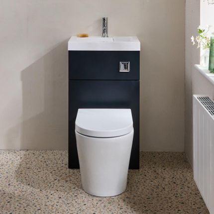 Conjunto de Baño Completo con Mueble de Lavabo y Mueble para WC  2 en 1 con Lavabo Elements, WC Alswear - 500mm x 890mm - Selección de Acabados- Cluo