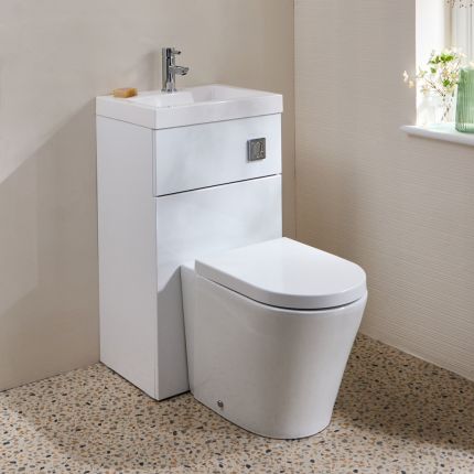 Conjunto de Baño Completo con Mueble de Lavabo y Mueble para WC  2 en 1 con Lavabo Elements, WC Alswear - 500mm x 890mm - Selección de Acabados- Cluo