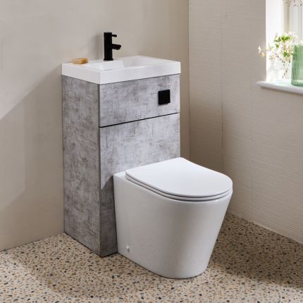 Conjunto de Baño Completo con Mueble de Lavabo y Mueble para WC  2 en 1 con Lavabo Elements, WC Colby - 500mm x 890mm - Selección de Acabados- Cluo