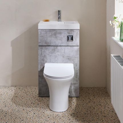 Conjunto de Baño Completo con Mueble de Lavabo y Mueble para WC  2 en 1 con Lavabo Elements, con WC Marbury - 500mm x 890mm - Selección de Acabados- Cluo